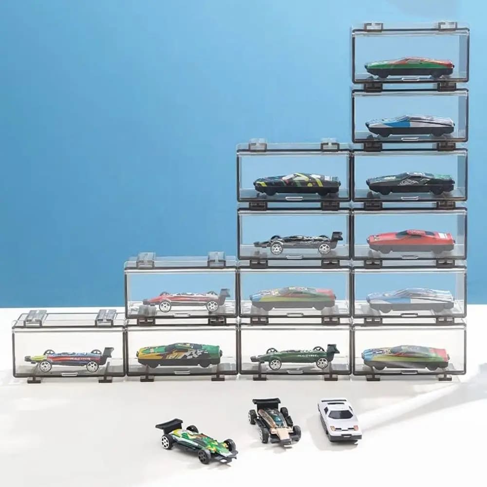 Durable Plastic Model Car Box 1:64 Diecast Transparent Car Display Box Stackable Waterproof Cars Organizer Boys Gift