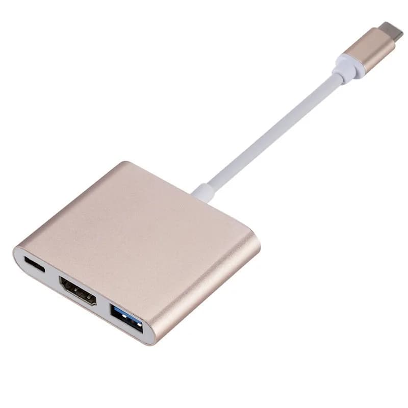 Cavo adattatore tre in uno ad alta definizione con guscio in alluminio 4K, docking station TYPEC, da TYPE C a USB, da TYPE C a HDMI
