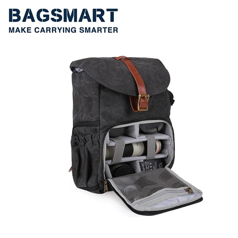 Zaino per fotocamera DSLR BAGSMAR borsa per fotocamera impermeabile per fotografi zaino fotografico antifurto con Laptop da 15 pollici
