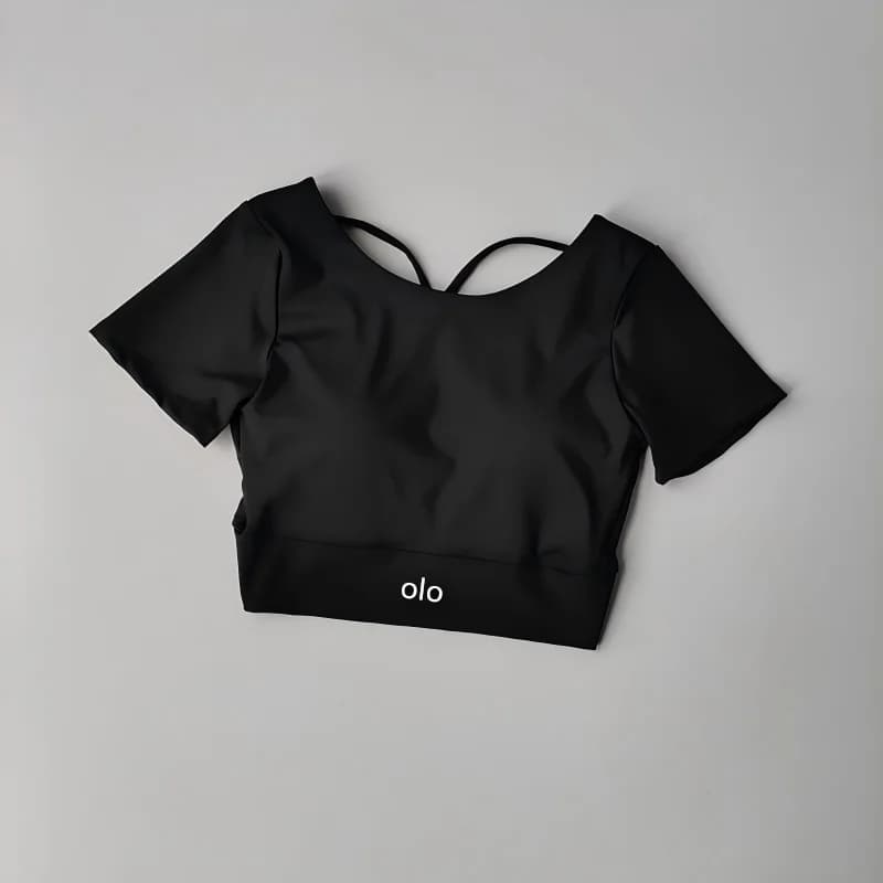 2026 Women's Summer Yoga Outfit with Chest Cushion,Thin and Breathable Back, Sexy Sports Top, Running Short-Sleeved Fitness Suit