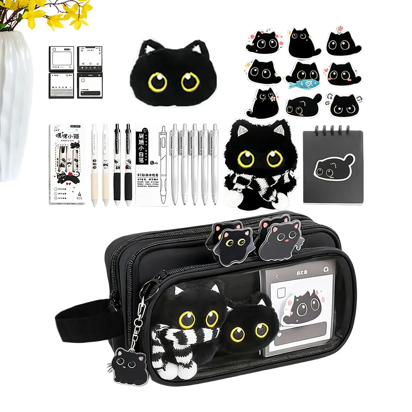 Astuccio per matite a forma di animale, astuccio per cancelleria a 10 scomparti con adesivi e penne gel, per la scuola, bambini, ragazzi e ragazze