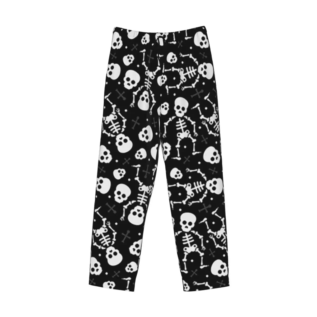 Custom Skull Floral Rose Thorn Gothic Pajama Pants Men Sleepwear Sleep Lounge Bottoms with Pockets