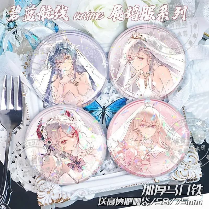 58mm Azur Lane Musashi Enterprise Pins Cute Anime Brooch Cosplay Cartoon Badge Backpack Clothes Jewelry Accessories