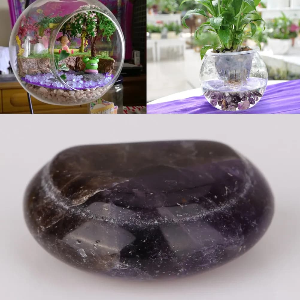 4 Pezzi di Ghiaia di Ametista Naturale, Cristalli Viola Lucidati per Acquari, Giardini, Vialetti, Piante in Vaso, Massaggio ai Piedi