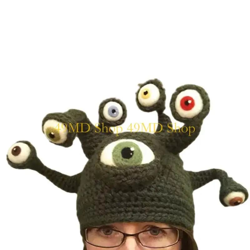 49MD Handmade Women Hat Y2K Cool Girl Beanie Pilling Resistant Novelty Octopus Hat