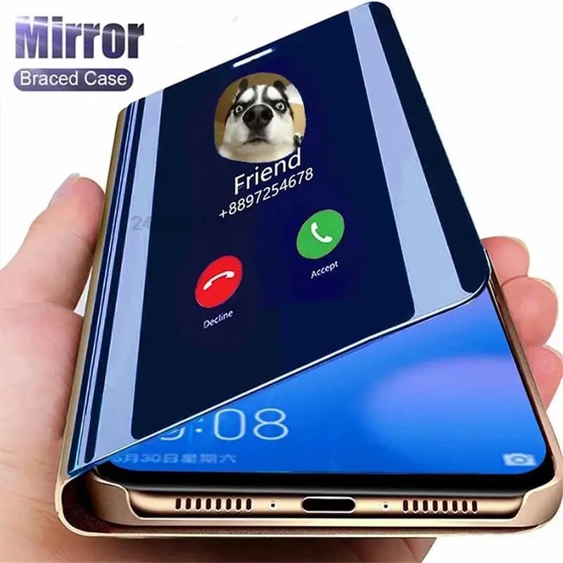 Custodia SamsungS25 Plus Smart Mirror Flip Coques per Samsung Galaxy S25 Ultra FE Edge Stand Custodia magnetica trasparente per telefono