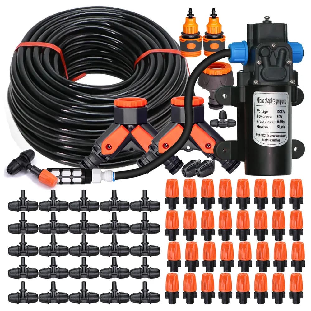 5-50M giardino antiscivolo blocco atomizzazione attrezzatura per l'irrigazione 1/4 "Kit di irrigazione a spruzzo tubo ugello regolabile nebulizzazione raffreddamento Syst