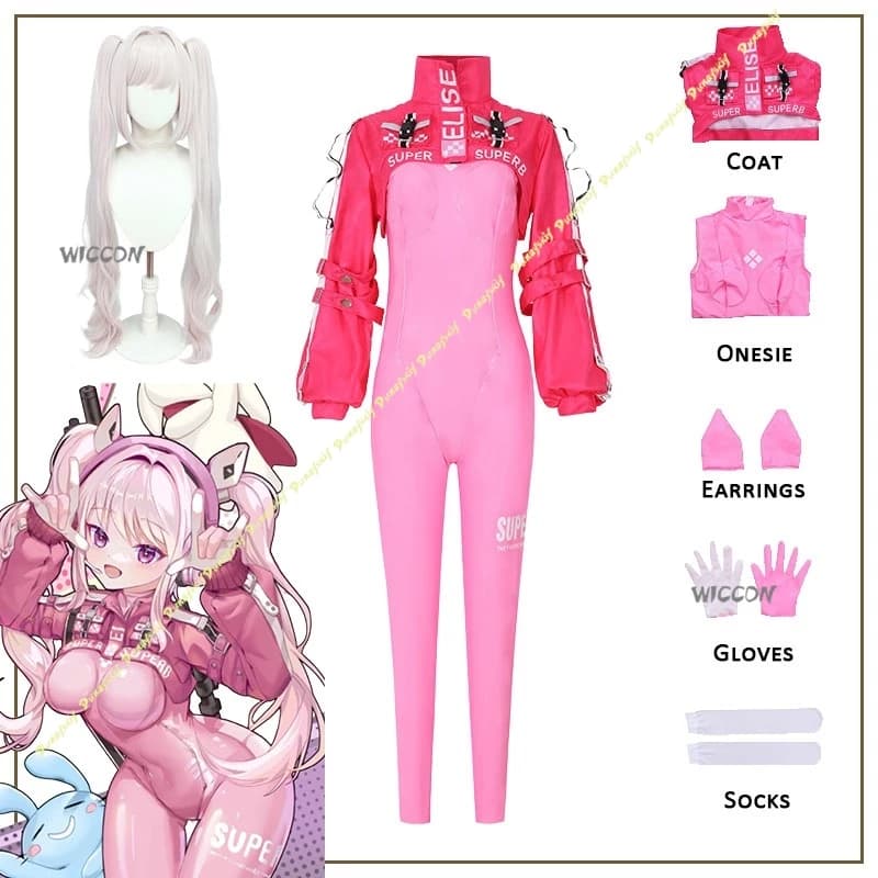 GODDESS OF VICTORY: NIKKE Pink Wig for Girls anime Games Tutina Pants Gloves Socks Coat Cosplay Costumes Women Christmas Halloween