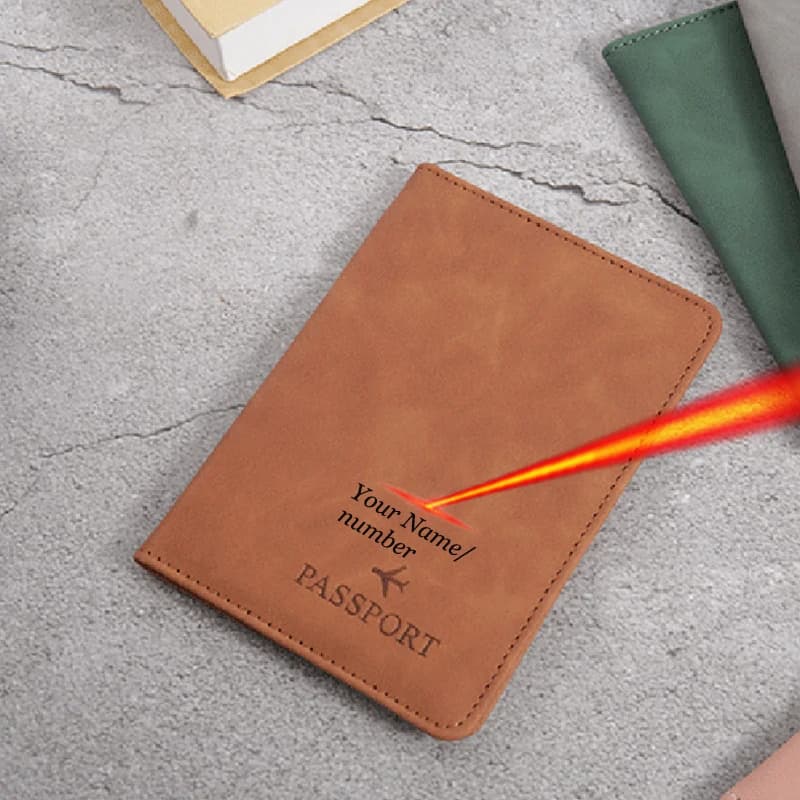 Name with laser engraving Portfolio Travel Wallet PU passport case passport case Custom name numbers on covers
