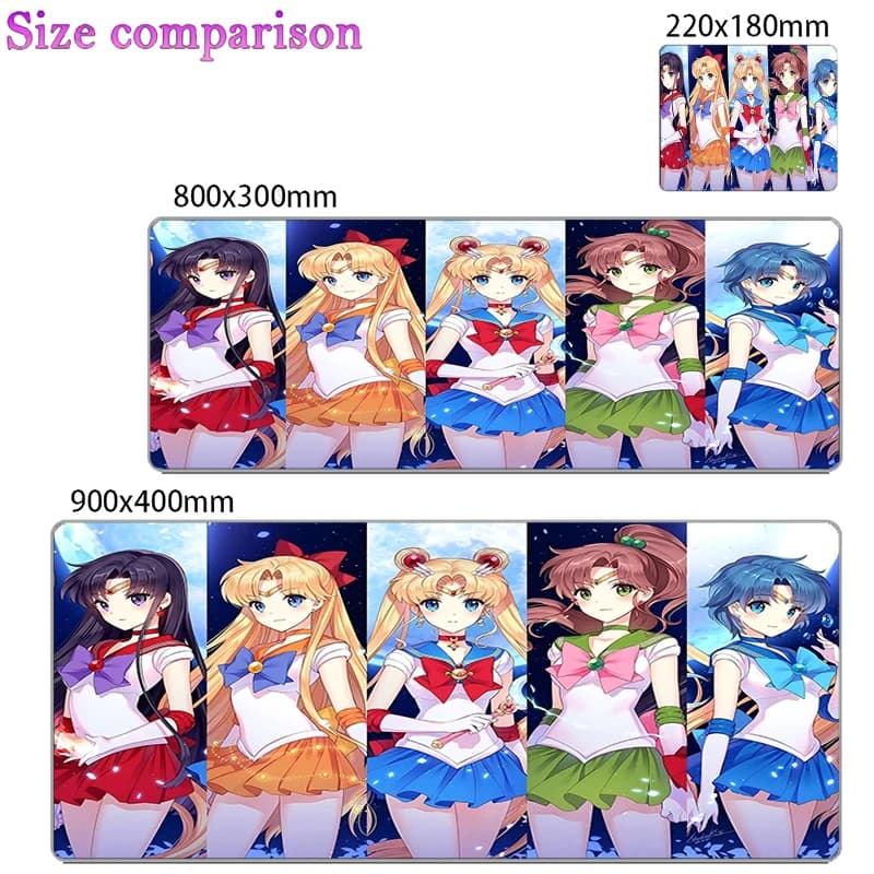 Tappetino per mouse da gioco di grandi dimensioni S-Sailor M-Moon Anime PC Computer Gamer Desk Mat rug For CS GO LOL XXL Laptop Kawaii Mousepad