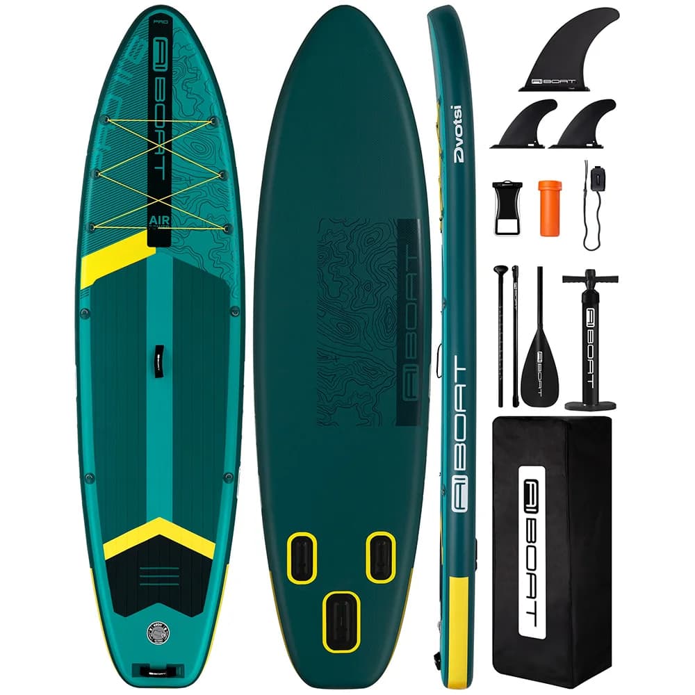 AIBOAT Tavola da SUP Gonfiabile Impermeabile Verde 11'6''x35''x6'' per Adulti, Stile Stand Up, per Pesca Acquatica con Accessori SUB