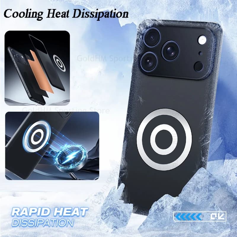 Per iPhone 17 16 Pro Max Raffreddamento Dissipazione del Calore Custodia in Rame per Apple 17 Air 16 14 15 Pro Max Per Magsafe Cover Posteriore Magnetica