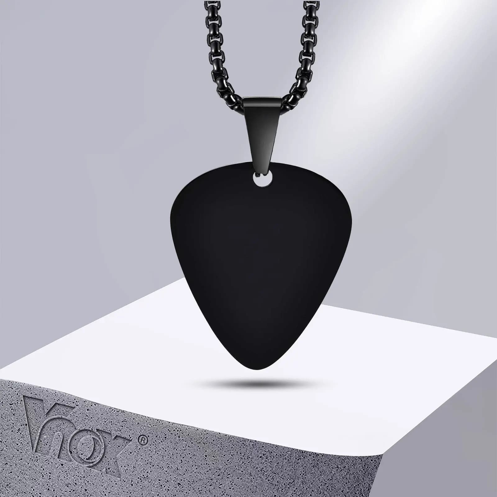 Vnox Nuova collana unica per plettro per chitarra per uomini e ragazzi, collare con ciondolo per plettri per chitarra in acciaio inossidabile per gioielli da regalo per amanti della musica