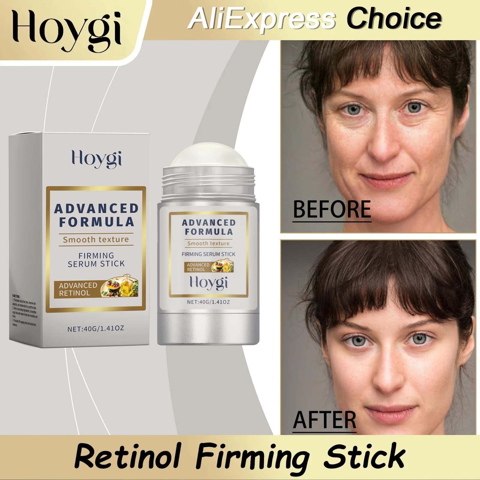 HOYGI Retinol Fitting Stick, Lifting Anti-wrinkle Cream with Hyaluronic Acid, Hydrating and Sliding for Face Subtle Lines