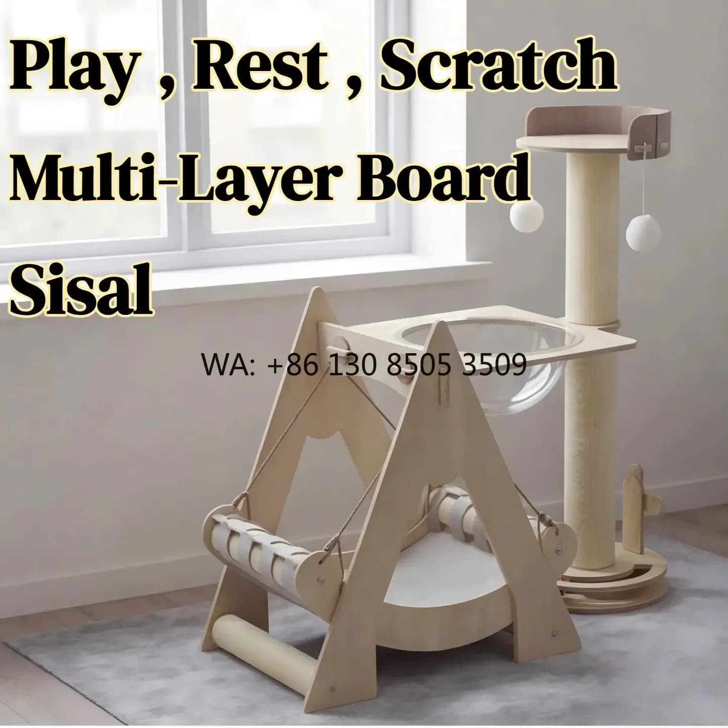 Cat Tree Cat House Swing Scratcher Space Capsule Eco-Friendly Sisal Rope All-season Cat Tower Durable Modern Luxury Design