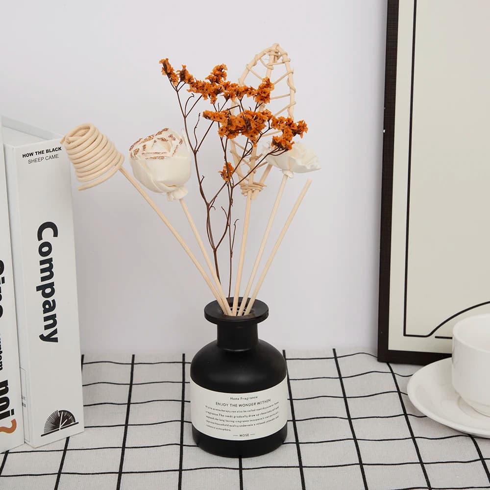 6 pezzi arancione dorato rosa combinazione di rattan profumato senza fuoco senza fuoco diffusore di aromi bastoncini incenso aromatico per soggiorno domestico