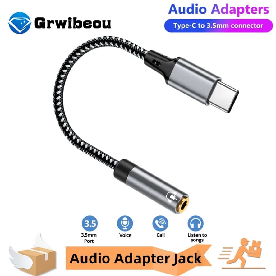 Adattatore USB tipo C a Aux da 3,5 mm Tipo-c Cavo audio jack da 3,5 mm Convertitore cavo per auricolari per iPhone Samsung Galaxy Xiaomi Huawei