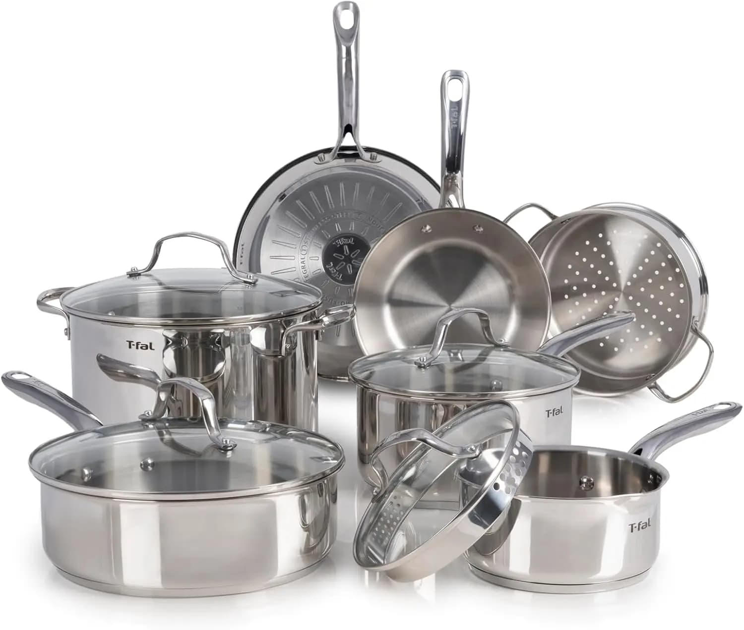 Stainless Steel Pot Set 11 Pieces, Compatible with Induction, Suitable for Oven up to 500 Degrees Set of pots and pans with Dutch casserole and saucepan