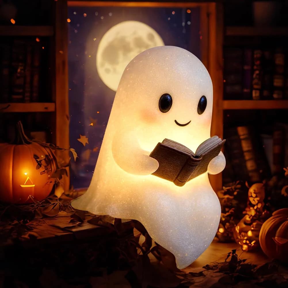 Lampada da lettura per libri fantasma Luce notturna fantasma di Halloween Decorazioni di Halloween per lettori della sala studio della camera da letto