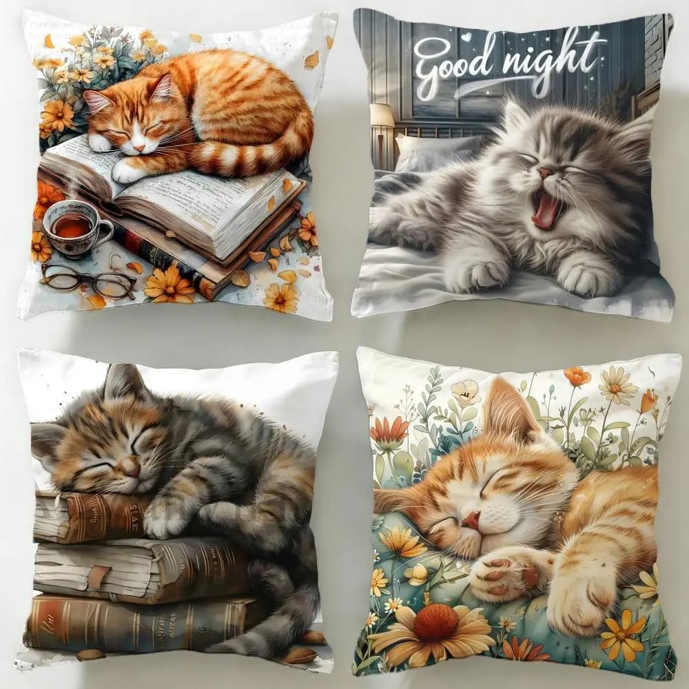 Fodera per cuscino classica con animali e gatti, morbida e facile da lavare – versatile per divano, letto, viaggi e ufficio