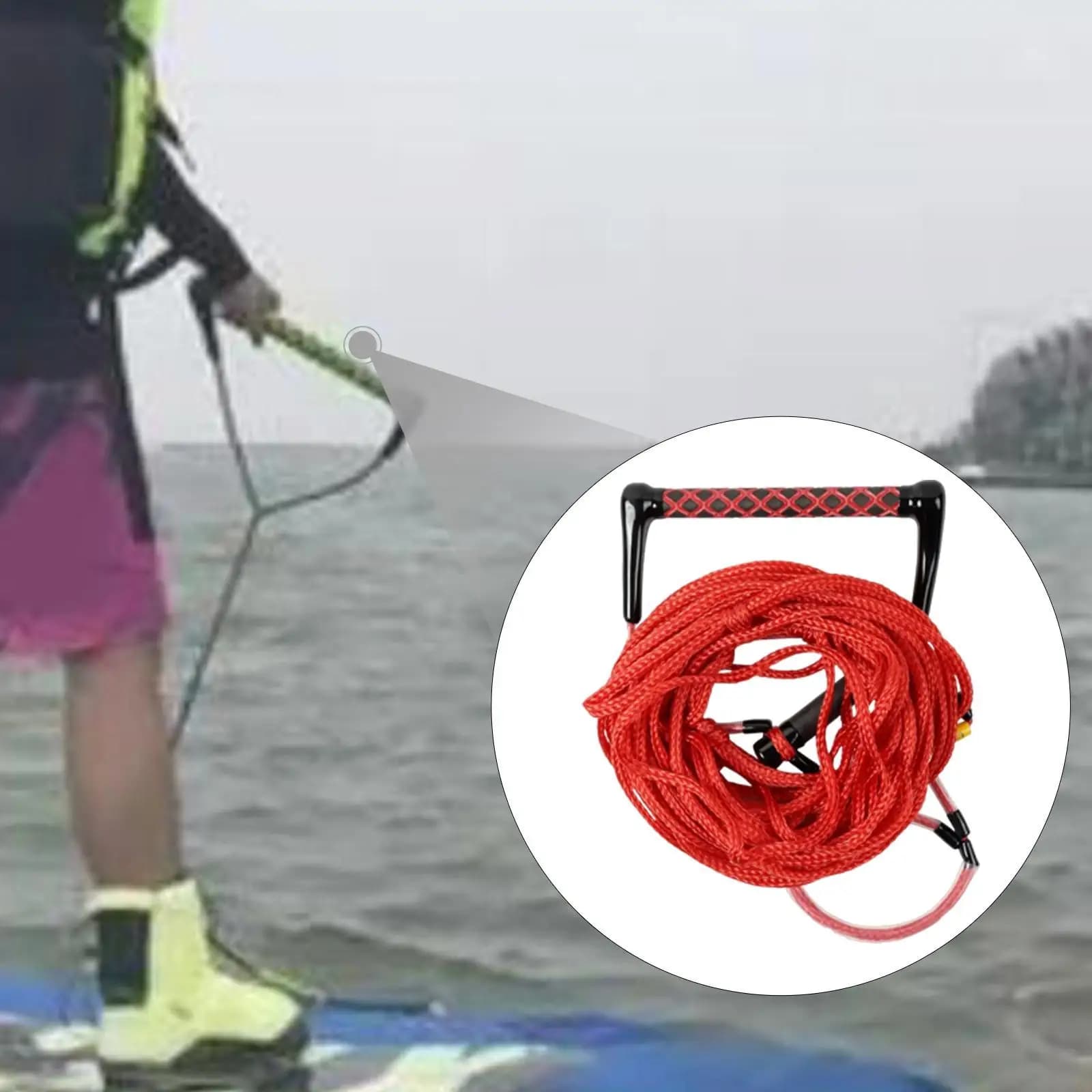 Corda da 75 Piedi per Wakeboard e Sci Nautico, Accessori per Sport Acquatici, Maniglia in EVA Portatile