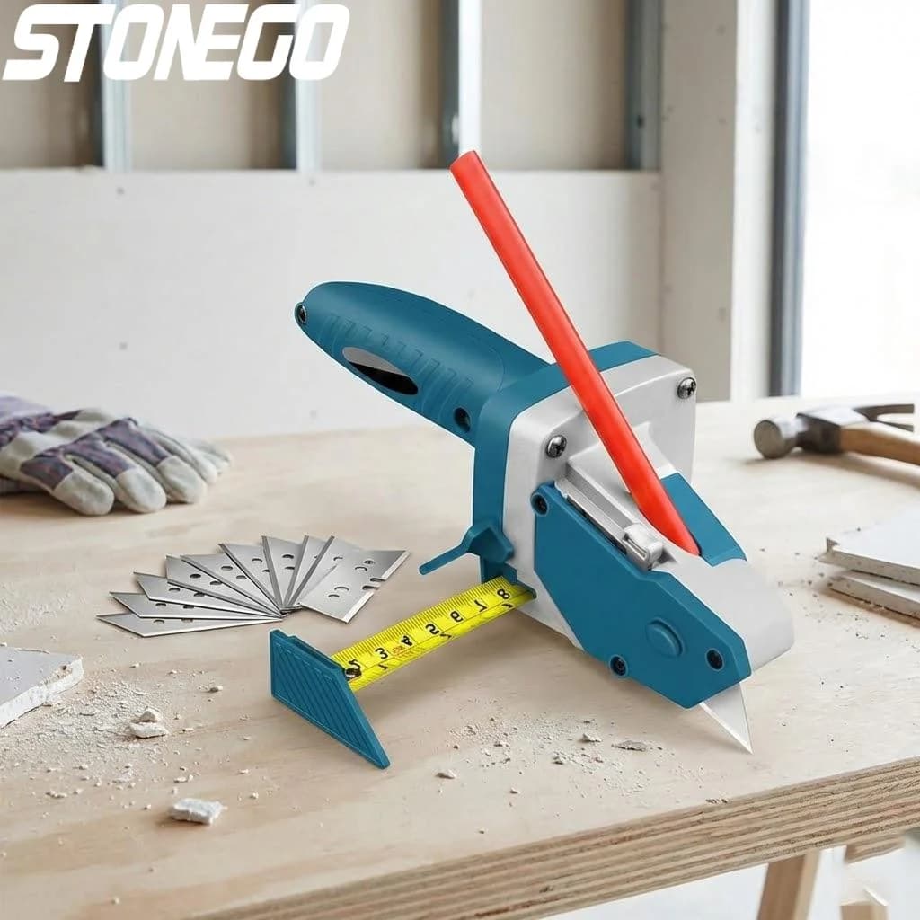 STONEGO Taglierina for Cartongesso, Tool for Edges in Gesso, Automatic cutter for Cartongesso, Instrument for Home Joinery with Scale