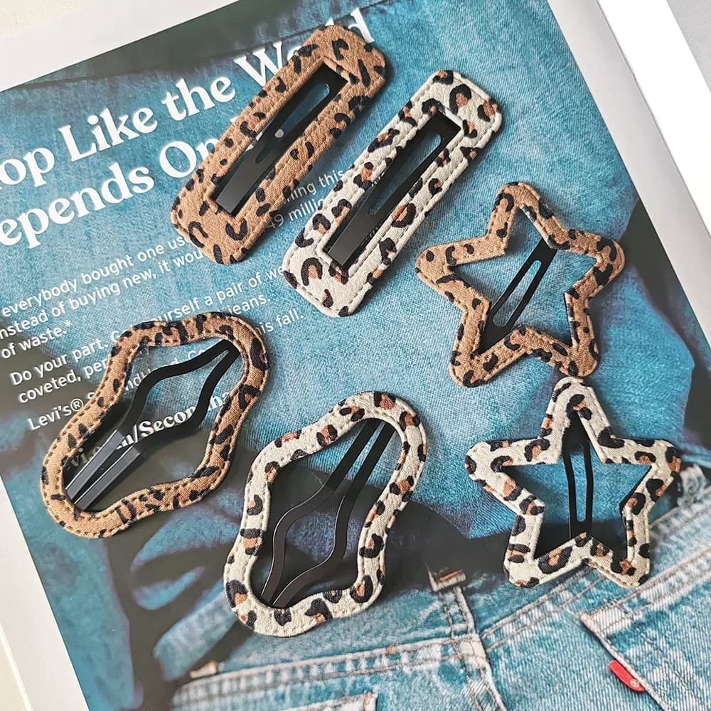 2 clip laterali per capelli con forcina BB leopardata europea e americana per ragazze, donne, bambini, bambini, signore, accessori per capelli da festa