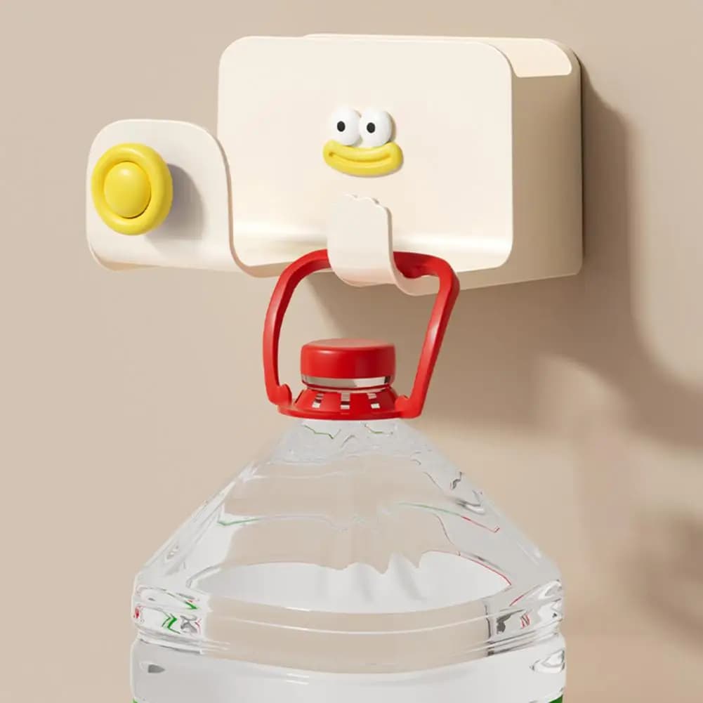 Wall-mounted hair dryer support Wall-mounted hair dryer support with self-adhesive hook for easy bathing
