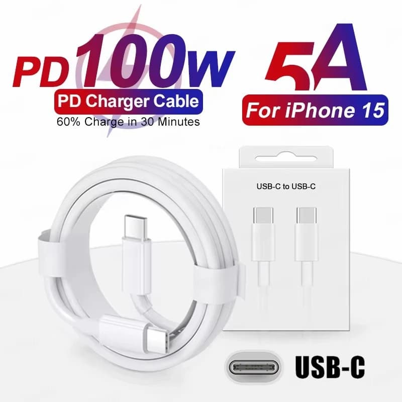 Cavo USB-C Dual 100W PD per Ricarica Rapida, da Type C a Type C, per iPhone 15 16 Plus 16 17 Pro Max Samsung, Cavi di Ricarica Veloce con Scatola