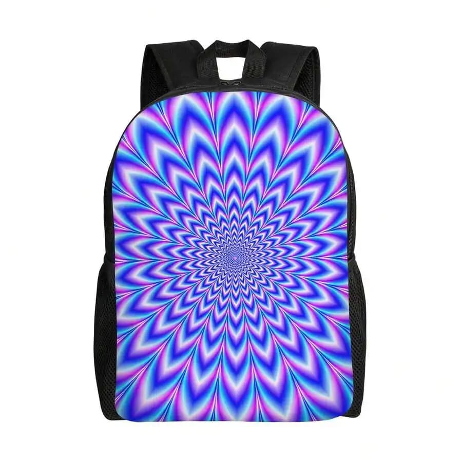 Pulse Backpack Lightweight Unisex School Bag With Zipper Closure Spiral Blue Pink Design Adjustable Straps For College Travel