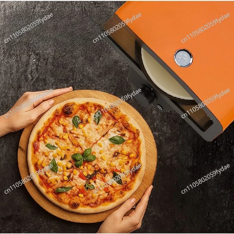 Forno per Pizza da 12 Pollici con Bruciatore a Gas a Forma di U, 450 ° Controllo Preciso della Temperatura, Vassoio Girevole Automatico in Pietra