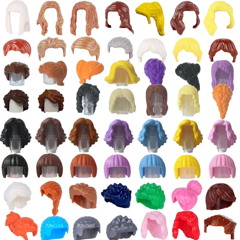 MOC City Capelli Building Blocks Compatibile Ragazze Ragazzi Figure Accessori per il corpo Fai da te Acconciatura bionda marrone Parte Mattoni Giocattolo Regalo per bambini