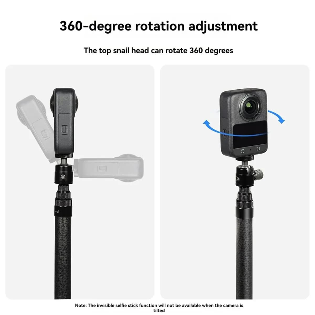 (ABDH) Monopiede Estensibile Invisibile in Fibra di Carbonio da 1,5M con Testa a Sfera a 360° per Fotocamere DJI Osmo 360, Insta360 X5, GoPro B