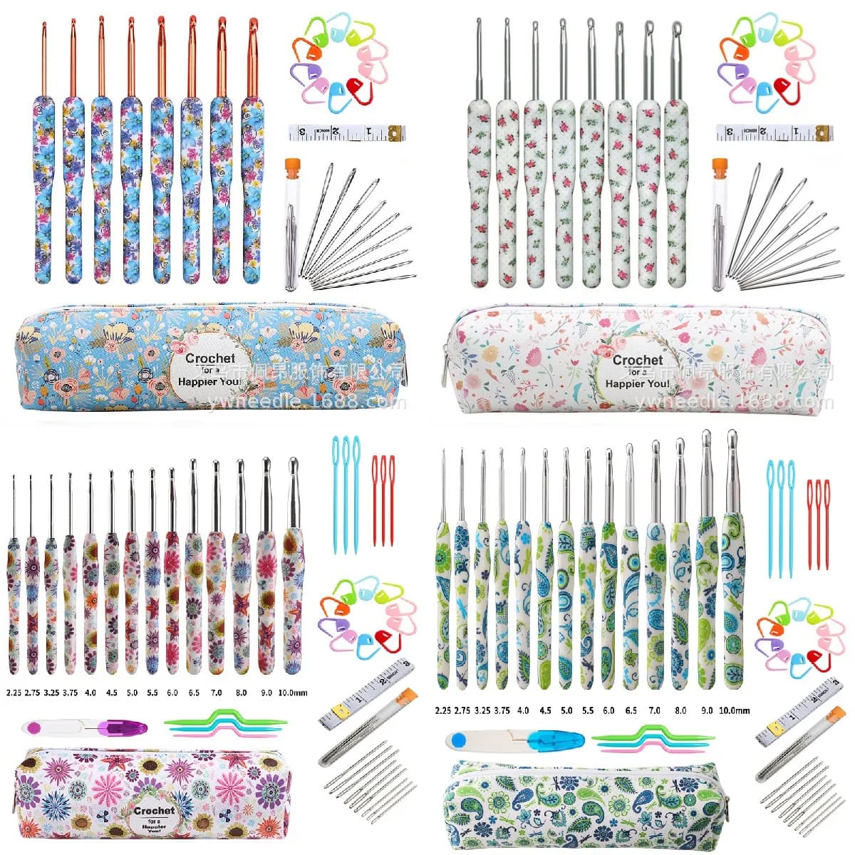 Set di ganci per uncinetto con manico morbido strumenti per la creazione di filati di lana ago per maglione con borsa Set di uncinetto ergonomico per maglieria