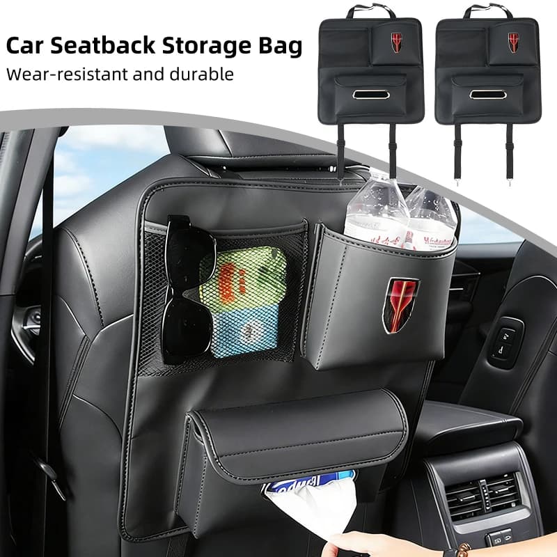 Car Seatback Sorage Bag Leather Hanging Pouch Trunk Organizer For Hongqi H5 H6 H7 H9 E-QM5 HS3 HS5 HS6 HS7 E-HS3 E-HS9 LS5