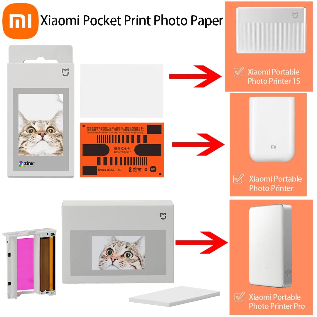 Xiaomi Carta fotografica portatile per sublimazione del colore/adesivi 50 fogli Carta fotografica autoadesiva per stampante tascabile originale zink Mijia