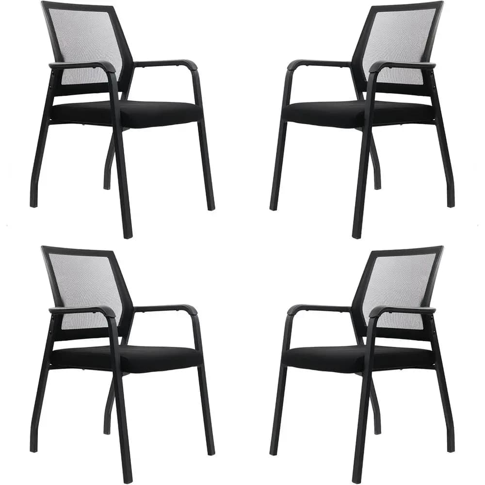 Poltrona Ergonomica con Supporto Lombare e Seduta Imbottita, Ideale per Sale d'Attesa, Uffici, Scuole, Chiese e Conferenze, Nera
