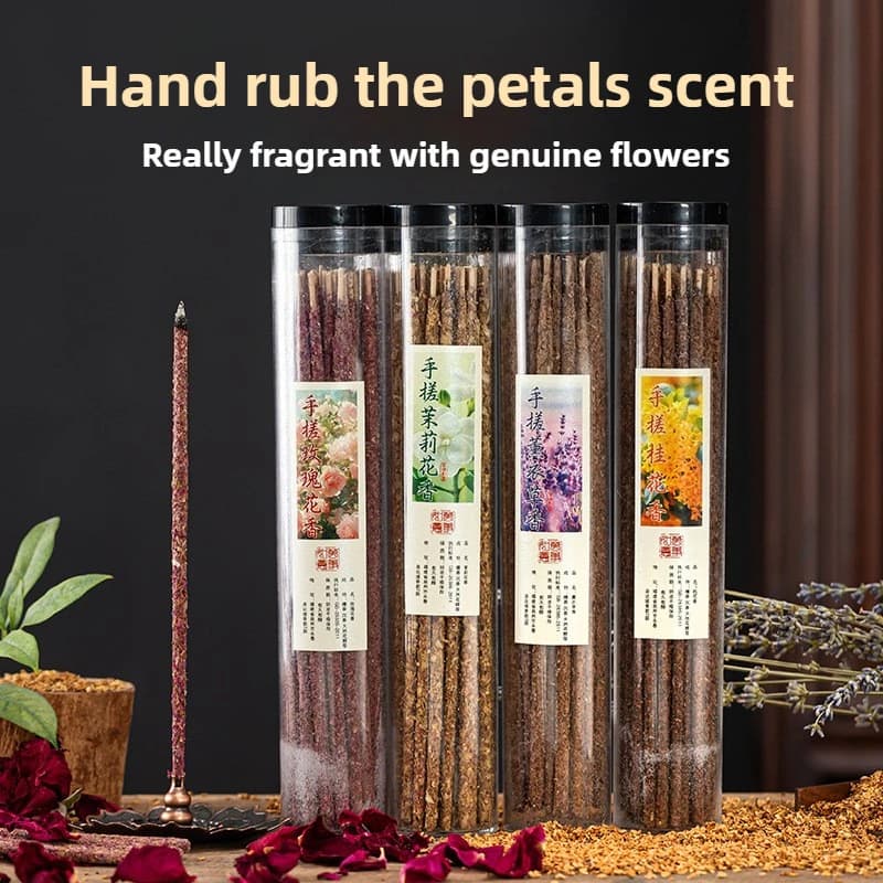 1 Box 40pcs Natural Handmade Rose Incense Sticks Organic Lavender, Jasmine, Osmanthus Home Fragrance Stick Incenses