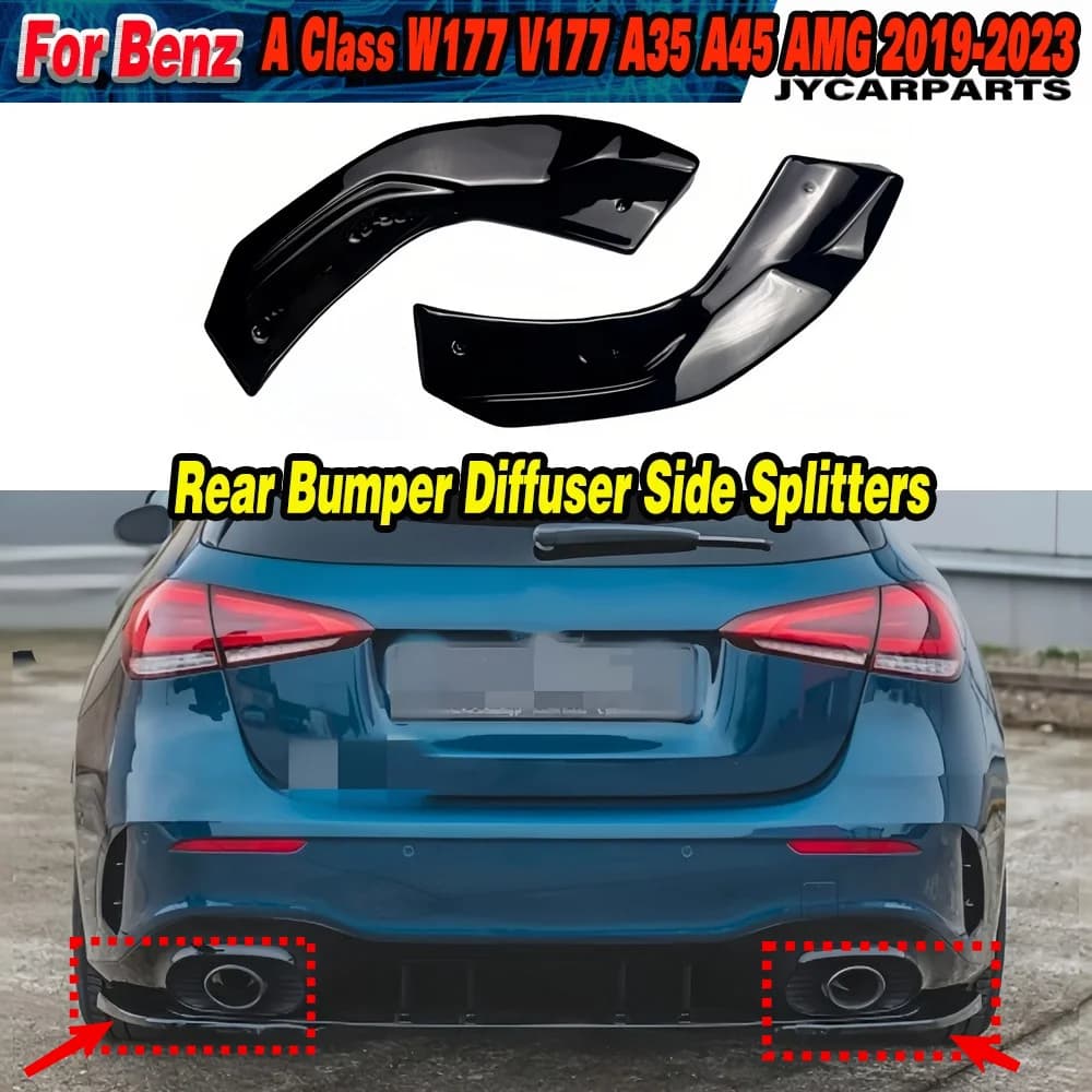 For Mercedes Benz A Class W177 V177 A35 A45 AMG Hatchback Sedan 2019-2023 High Quality ABS Rear Bumper Diffuser Package Corner