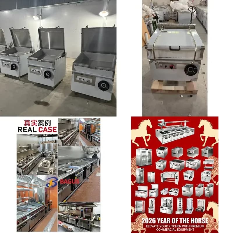 Padella Basculante Commerciale 80L 2026 Certificata CE, Prezzo di Fabbrica, per Catering