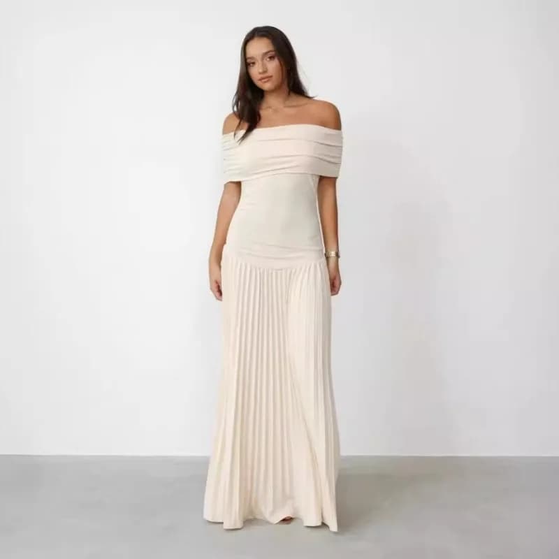 Elegante scialle pieghettato diamanti abito lungo donna senza maniche a vita alta sottile patchwork abiti da sera 2025 Summer Chic Lady Robe
