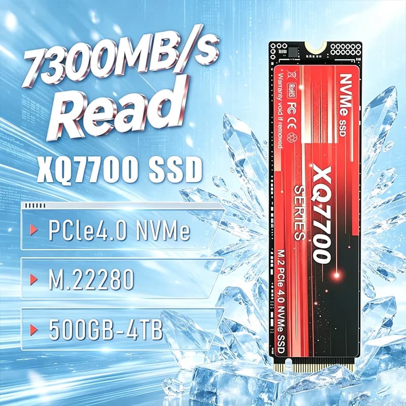 NVMe PCIe 4.0 M.2 2280 SSD 2026 HOT SALE XQ7700 7300MB/s Seq Read Speed 500GB/1TB/2TB/4TB Internal Storage for Desktop PCs