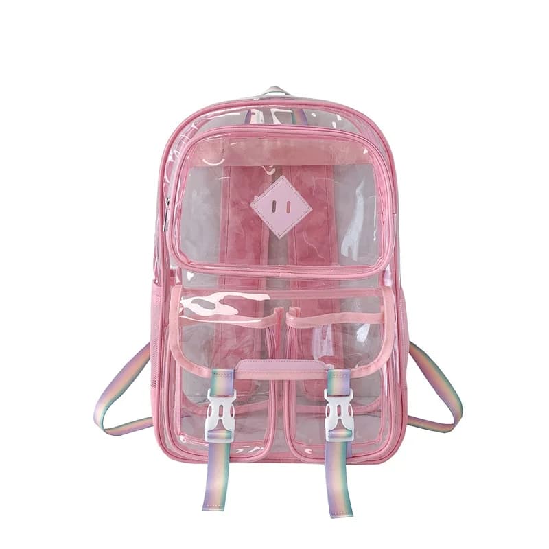 PVC Nylon Transparent Zipper Fashion Backpacks 2026 Hot Sale Creative Design Sense Bags Student Commuting Versatile Backpacks