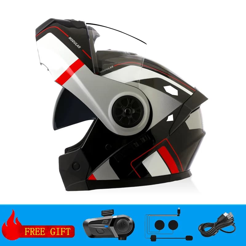 Double Visors Dirt Bike Helmet Modular Full Face Motorcycle Four Seasons Helmet Dual Lens Motorbike Helmet for Man Women Kask
