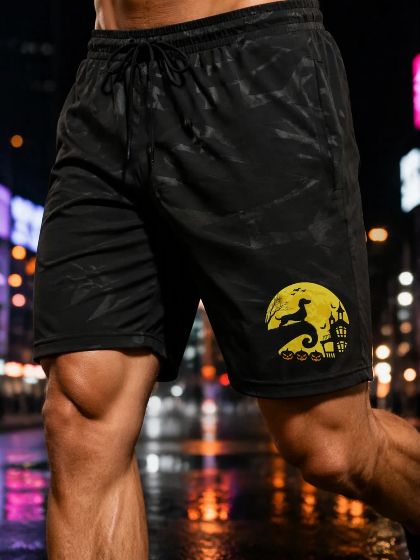 Moonlit Castle Puppy Print Shorts, Breathable and Durable Five-Piece Pants, Suitable for Hiking, Cycling and Daily Leisure Wear