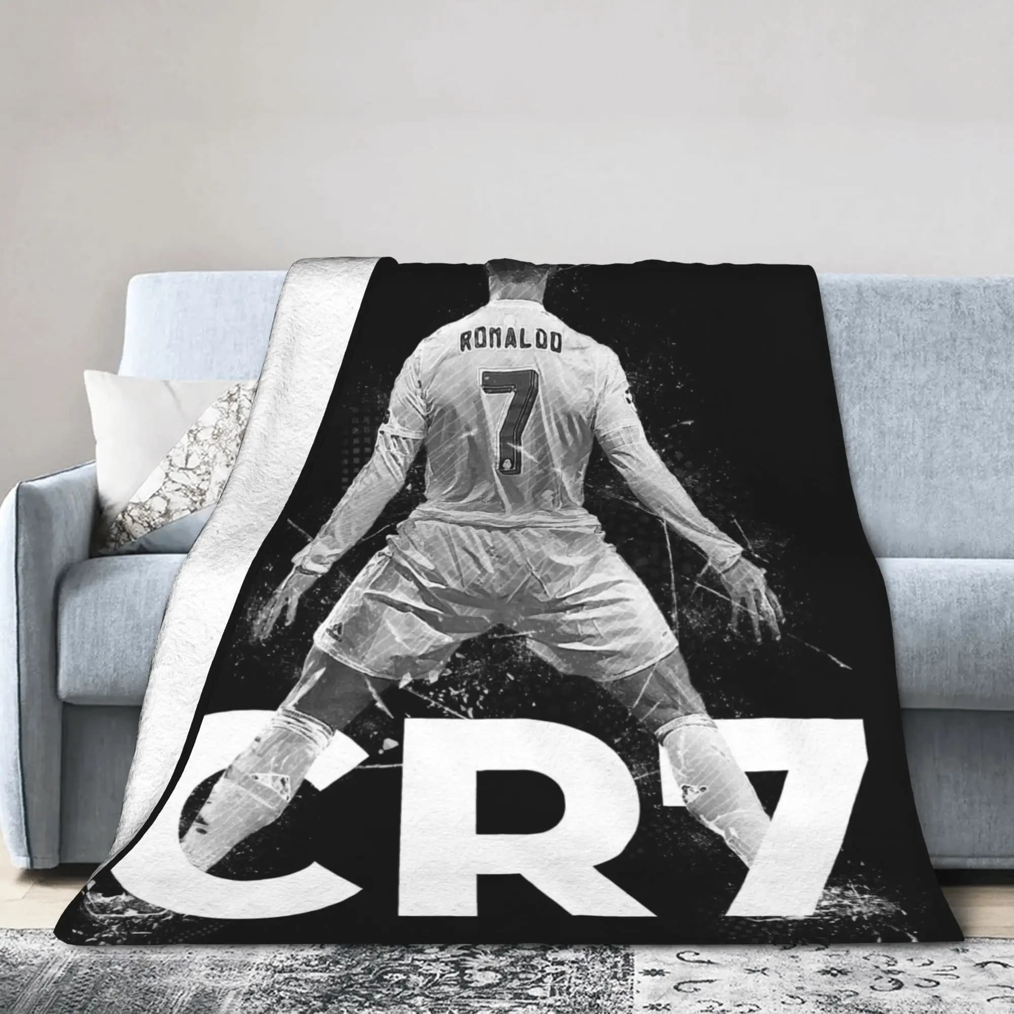 CR7 Football Soccer Blanket Ronaldos Flannel Funny Warm Throw Blanket for Bedding Lounge Decoration