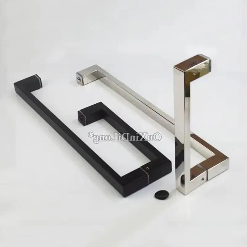 Nuovissimo Set di 2 Maniglie a L in Acciaio Inox 304 per Porte Scorrevoli Doccia Senza Telaio, Maniglia Push-Pull per Porte in Vetro con Barra Portasciugamani