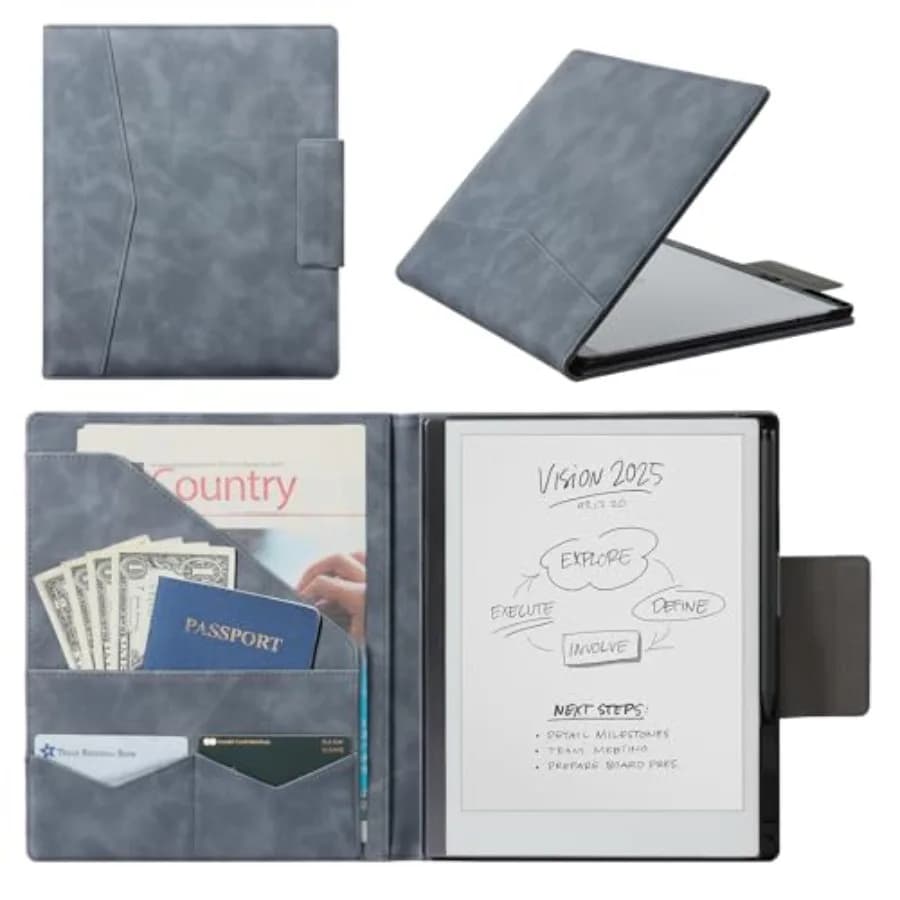 Custodia Premium in Pelle PU per Tablet Remarkable 2 da 10.3 pollici (2020) - Design a Cartella, Guscio Rigido Sottile con Porta Penna, Blu Navy