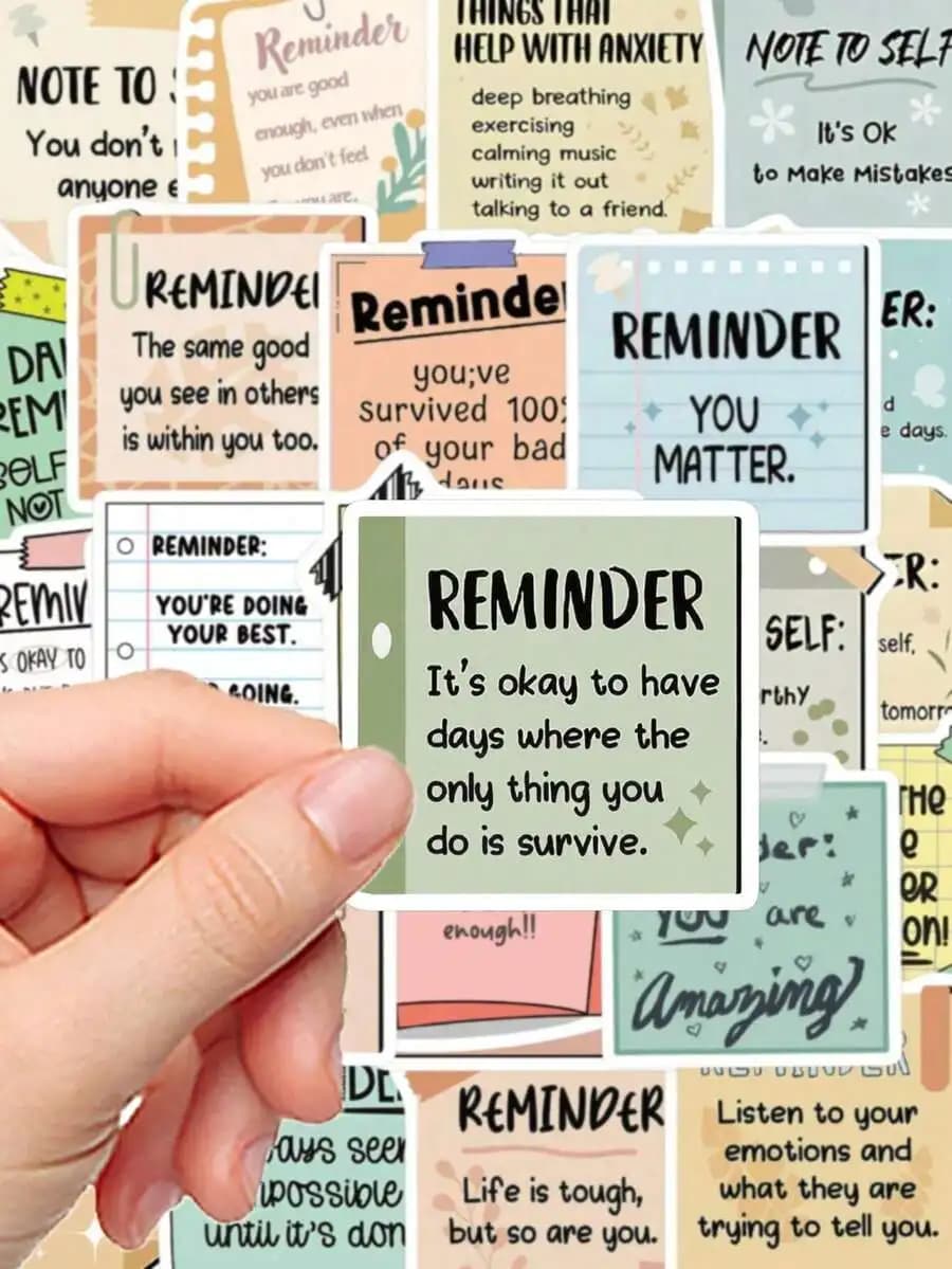 50pcs Cartoon Doodle Reminder Stickers, Suitable For DIY Decoration On Notebooks, Laptops, IPads, Guitars, Water Bottles, Phone