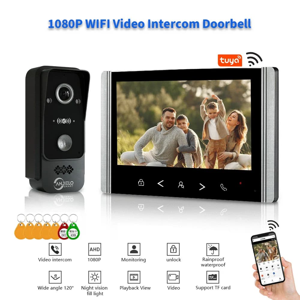 Campanello videocitofono intelligente 1080P Telecomando per telefono cellulare a 4 fili Graffiti WiFi Smart Home